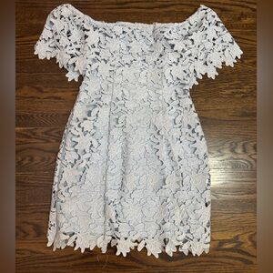 Guess Elegant Strapless Lace Mini Dress baby blue